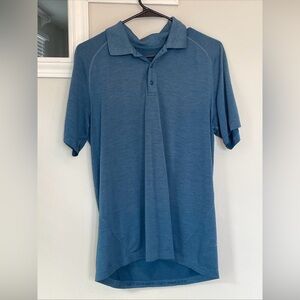 Lululemon Men's Metal Vent Tech Blue/Teal Polo Size Large Excellent Condition